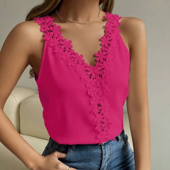 Tops - Boho Floral Lace Cami Top